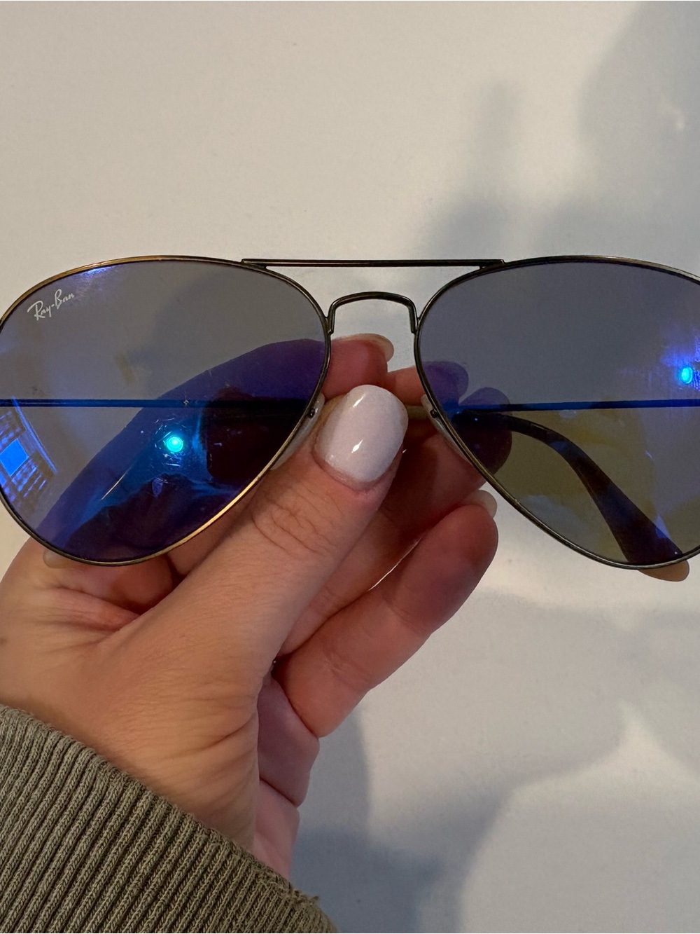 Ray-Ban Aviator Sunglasses with Blue Lenses